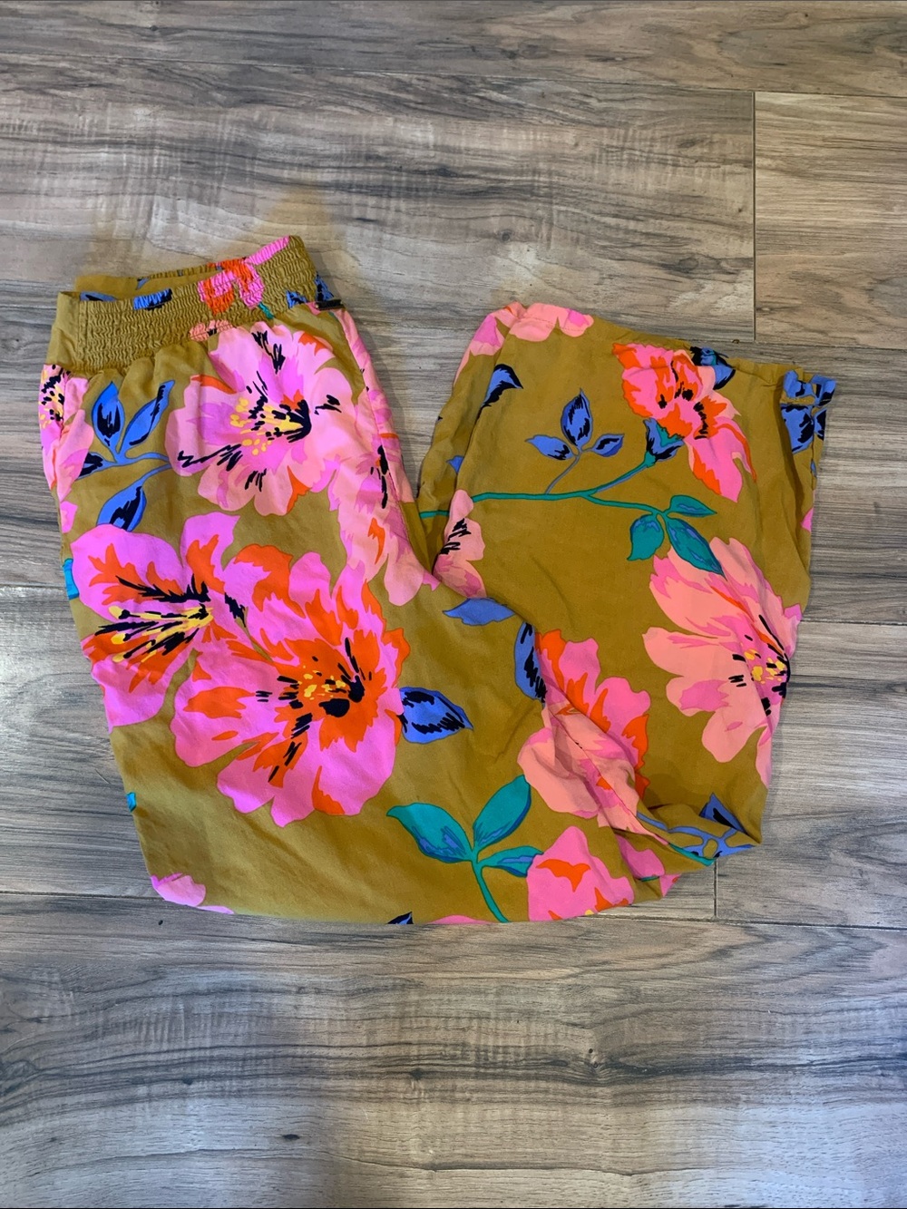 Women’s Billabong Elastic Waist Allover Floral Wide Leg Flowy Palazzo Pants L